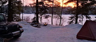 Winter caming at mew lake in Algonquin Park 