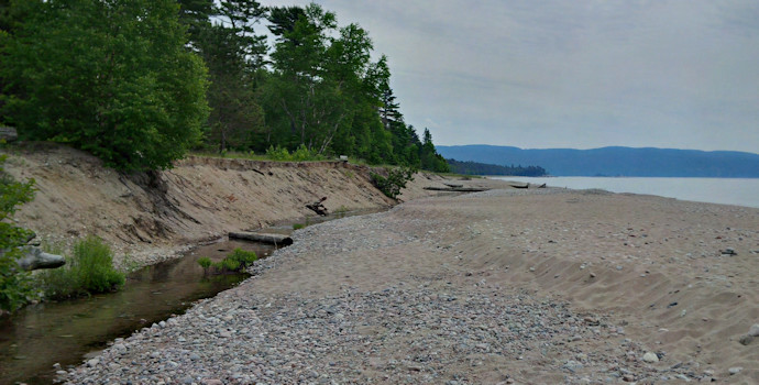 Agawa Bay beach sand and pebbles