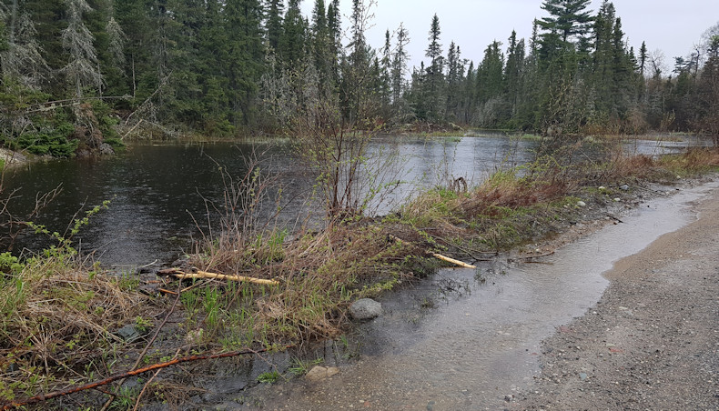 Rabbit Lake Road is wet 