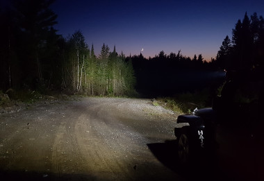 offroad lights and moon at 10pm 