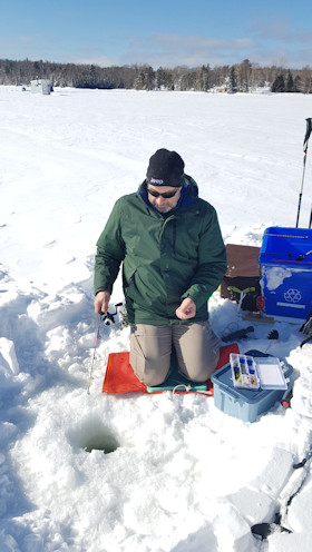 Ice Fishing on Windy Lake 